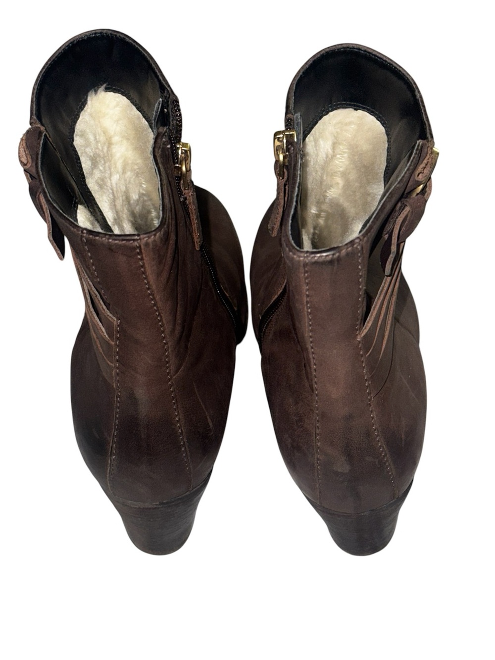 ECCO Women’s Leather Brown Fur-Lined Ankle Boots Size 41 - Picture 5 of 8